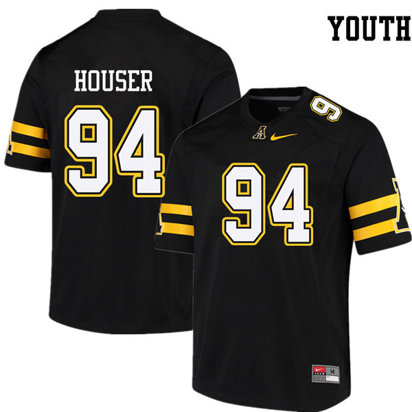 Youth #94 Josh Houser Appalachian State Mountaineers College Football Jerseys Sale-Black - Click Image to Close